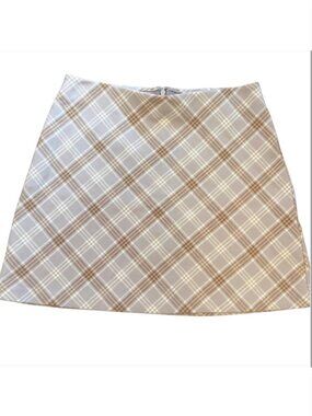 Wilfred Plaid High Waisted Midi Skirt Size 6 Lavender Brown White A-Line